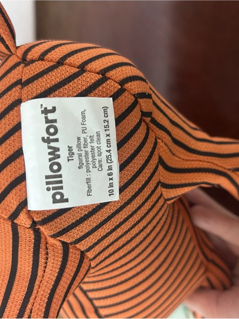 Pillowfort Orange & Black Striped Tiger Plush with superstar banner
